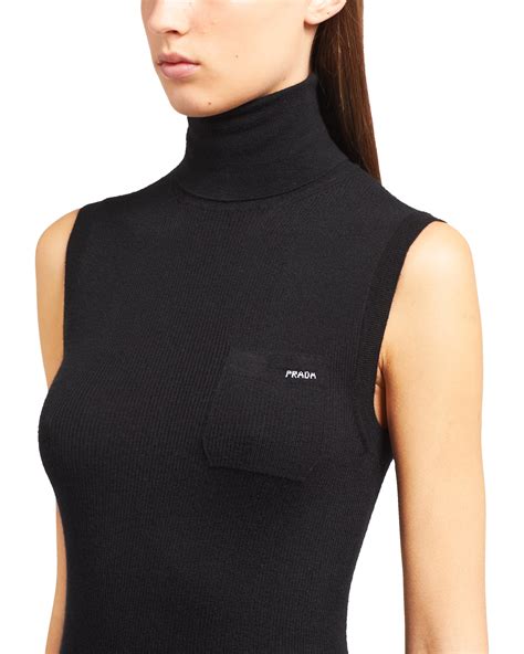 Turtleneck Sleeveless Cashmere Vest PRADA 